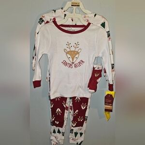 NWT-Chick Pea-Toddler-ChristmasPajamas-2 Sets Of Pajamas & 1 Pair of Socks-Red